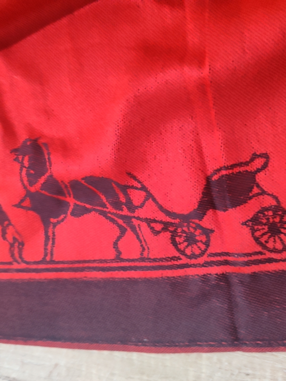 Equestrian Red Cashmere/Silk Wrap/Scarf - Picture 9 of 11